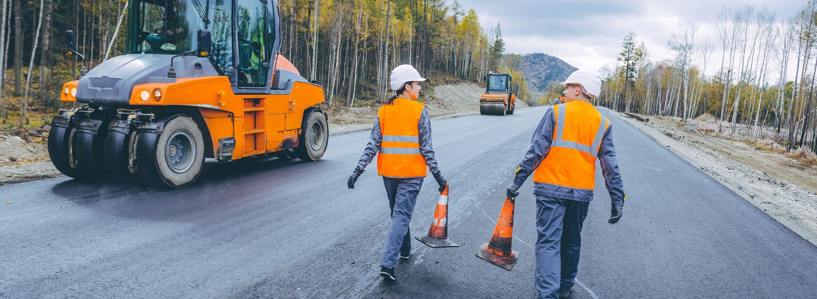 construction workers building a road