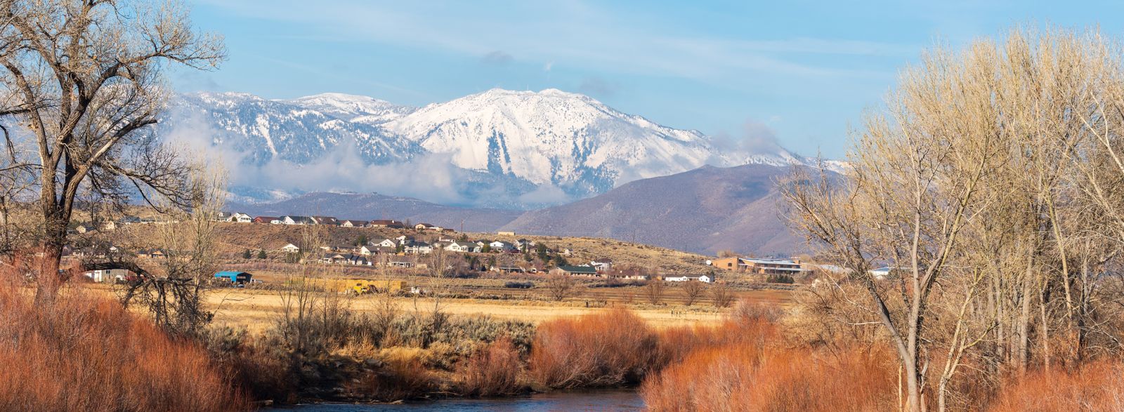 Nevada landscape with mountain in background